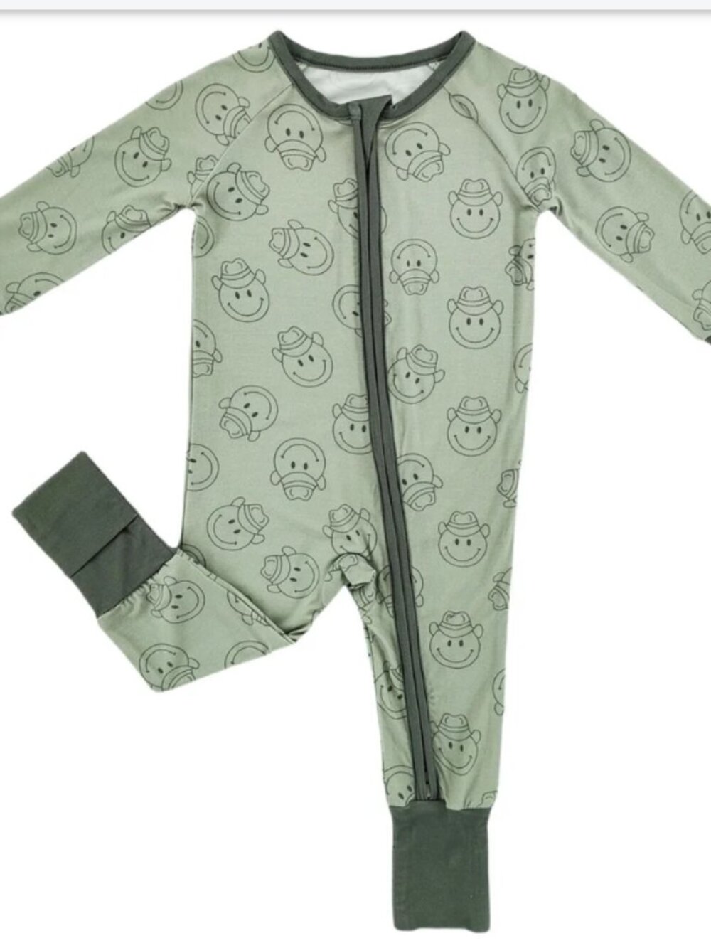 Little One Shop Howdy Bamboo Sleeper sz 2T Green Smiley Cowboy  NEW